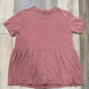 American Eagle Outfitters Dusty Rose Peplum Short Sleeve Tunic